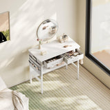 Maihail Small Vanity Desk no Mirror, Small Makeup Vanity, Compact Vanity with Storage, Vanity Desk with Drawers, Mini Vanity with Shelves, White Maihail