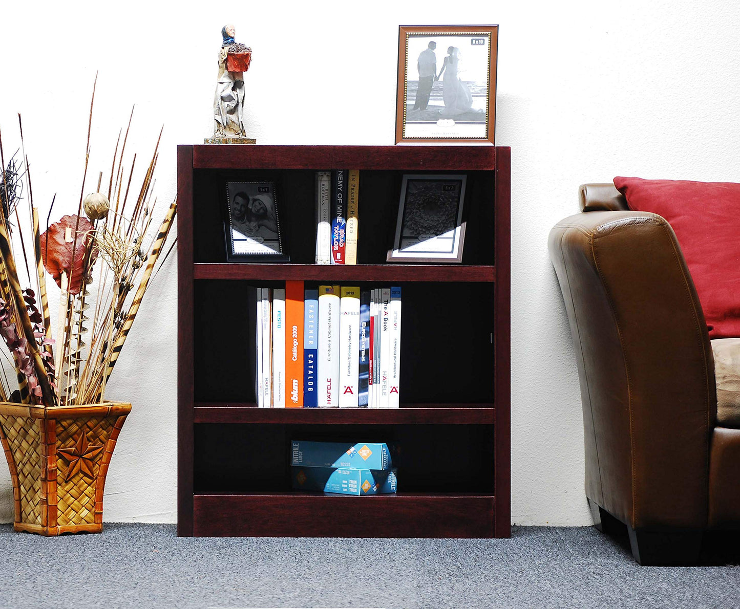 Concepts In Wood Midas Three Shelf Bookcase 36" H Cherry Finish