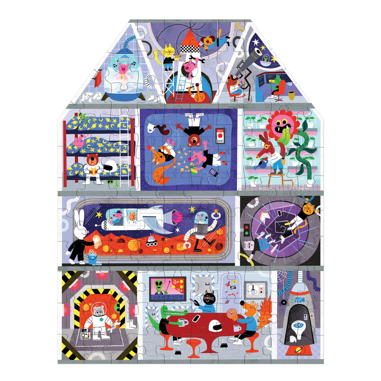 Mudpuppy House on Mars 100 Piece House-Shaped Puzzle Mudpuppy