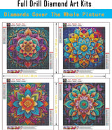 EIBEILI 4 Pack Diamond Art Kits for Adults - Mandala 5D Diamond Painting Kits for Beginner,DIY Gem Art Full Drill Diamond Dots Crystal Craft Kits for Gift Home Wall Decor 12x12inch EIBEILI