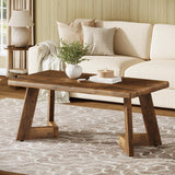 Tribesigns Coffee Table, Farmhouse Center Table with V-Shaped Legs, 47.2 x 23.6 Inches Rectangle Living Room Tables, Easy to Assemble, Rustic Brown Tribesigns
