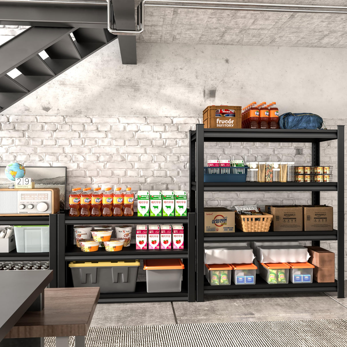 Rufokisa 48" W Garage Shelving Heavy Duty, 2200LBS Loads Adjustable Garage Storage Shelves,4-Tier Metal Storage Racks and Shelving Units, Utility Rack Shelves,48" W x 16" D x 63" H,Black Rufokisa