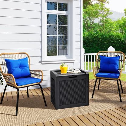 YITAHOME 32 Gallon Rattan Deck Box, Indoor Outdoor Storage Box for Patio Furniture, Pool Accessories, Cushions, Garden Tools, Sports Equipment, Waterproof Resin with Lockable Lid & Side Handl - WoodArtSupply