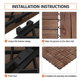 Yaheetech 27PCS Wooden Decking Tiles 12 x 12in Hardwood Interlocking Patio Deck Tiles Composite Balcony Floor Covering for Platform Patio Garden Pathway 1 sq. ft, Brown Yaheetech