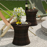 Sundale Outdoor Small Side Table Patio Rattan End Table 20 Inch Hourglass Wicker Accent Tables Steel Frame Lightweight Brown Mesa Auxiliar pequeña Mesa Auxiliar de ratán marrón Sundale Outdoor