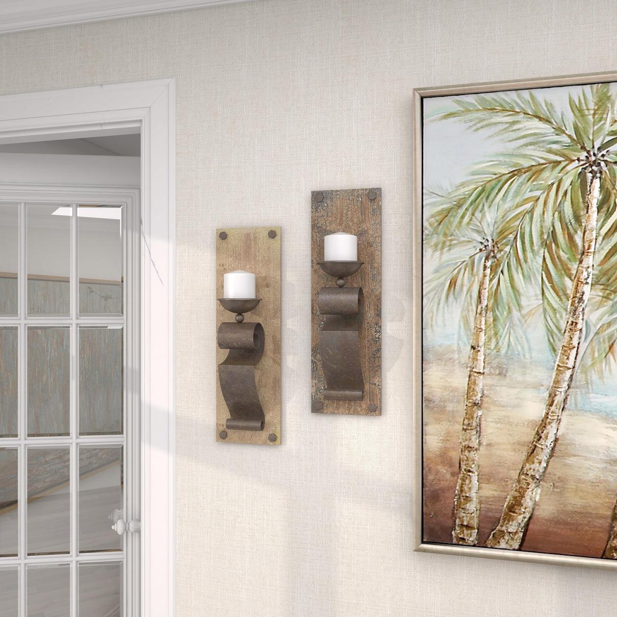 Deco 79 Rustic Chinese Fir Wood Wall Sconce, 6 x 19, Brown, 2 Count Deco 79