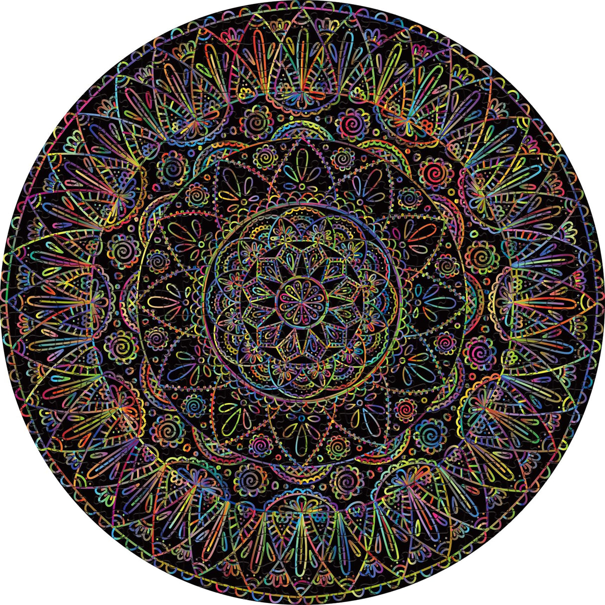 Mandala Puzzle 1000 Pieces for Adults, Difficult Impossible Puzzle Hard, Challenging Round Jigsaw Puzzle as Mandala Decor BBOLDIN