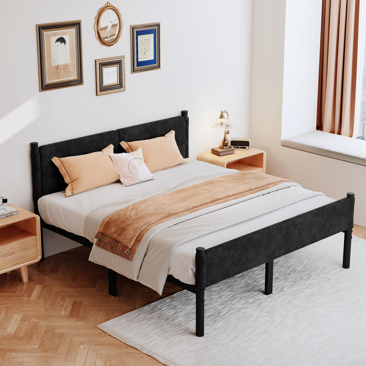 Henshwon Metal Bed Frame,14Inch King Size Bed Frame with Storage Space,Heavy Duty Sturdy Mattress Foundation,Easy Assembly,No Box Spring Needed,King Henshwon