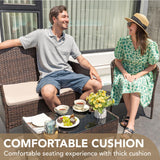 Devoko 4 Pieces Outdoor Patio Furniture Set, PE Rattan Wicker Chairs Balcony Lawn Porch Patio Furniture Sets with Beige Cushion and Table (Brown) Devoko