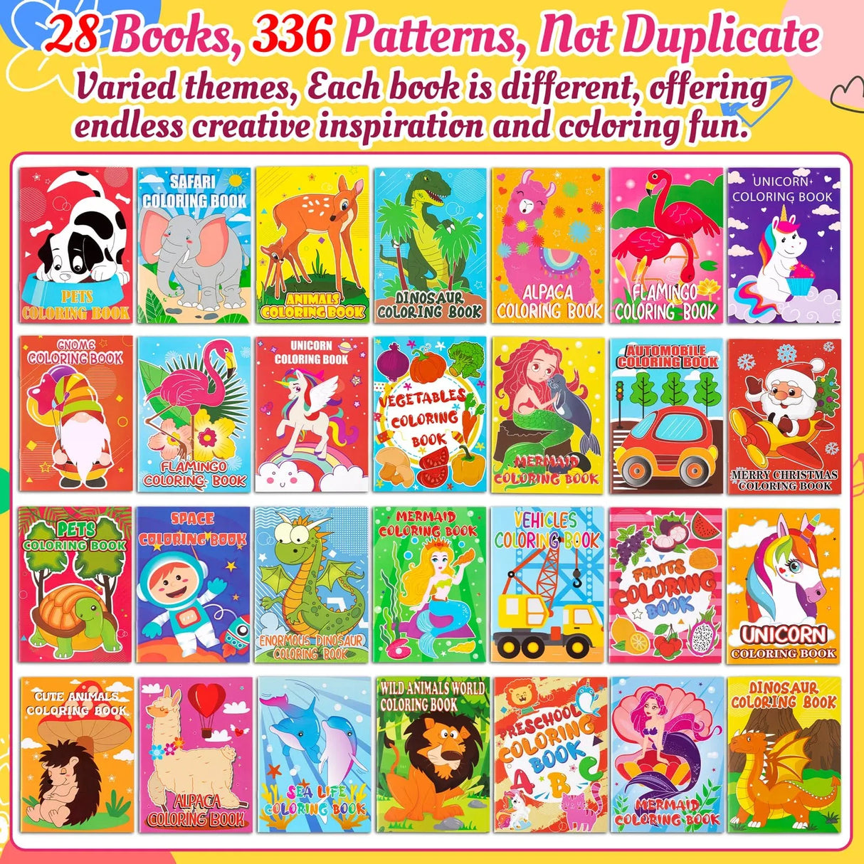 28PCS Coloring Books for Kids Party Favors: Ages 2-4 4-8 Easter,Summer End of the Year,Back to School,Halloween,Christmas Birthday Mini Gifts Bulk,Classroom Goodie Bags Stuffer Fillers(Not Duplicate) Geefuun