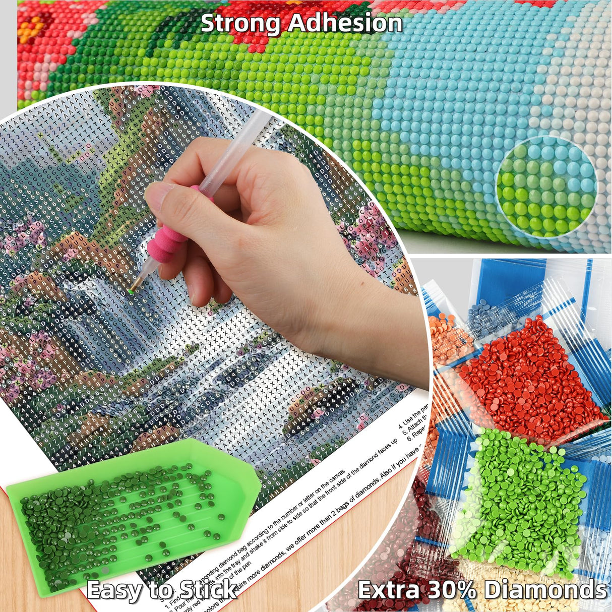 Lxmsja Cherry Blossoms Diamond Art Kits for Adults, Waterfalls Diamond Painting Kits for Beginners, 5D DIY Full Drill Gem Art Crafts for Adults, Home Wall Decor 12x16 inch Lxmsja