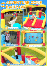 Whubefy Inflatable Bounce House for Big Kids 3-12 with Double Racing Slide & 3 Punching Bag Obstacle Course | Large Space Rocket Blow Up Bouncy Castle 13.1x11.2x7.1ft w/Blower, Indoor Outdoor Fun 8-12 Whubefy