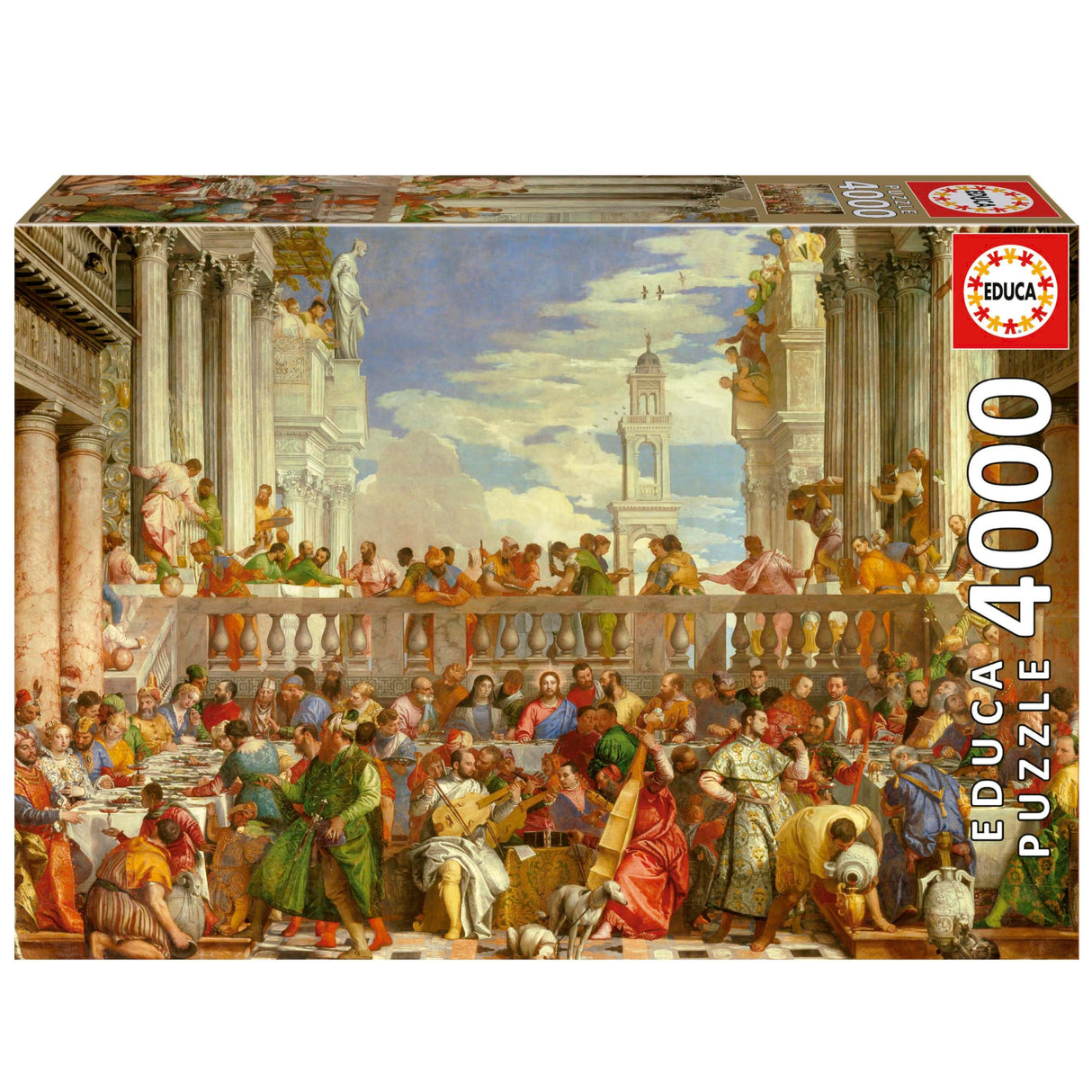 Educa - The Wedding at Cana, Paolo Veronese - 4000 Piece Jigsaw Puzzle - Puzzle Glue Included - Completed Image Measures 53.54"x 37.79" - Ages 14+ (19949) Educa