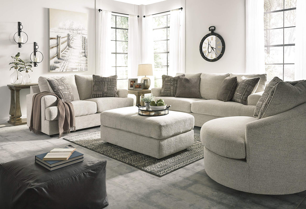 Signature Design by Ashley Soletren Contemporary Chenille Loveseat with 2 Accent Pillows, Off-White Signature Design by Ashley