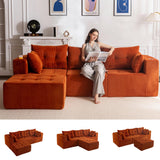 MAXYOYO Modular Sectional Sofa Couch, L Shaped Modern Cloud Couch with 1 Ottoman, Sofa in A Box, Tufted 4-Seat Boneless Sleeper Chair for Living Room, No Assembly Required, Orange MAXYOYO