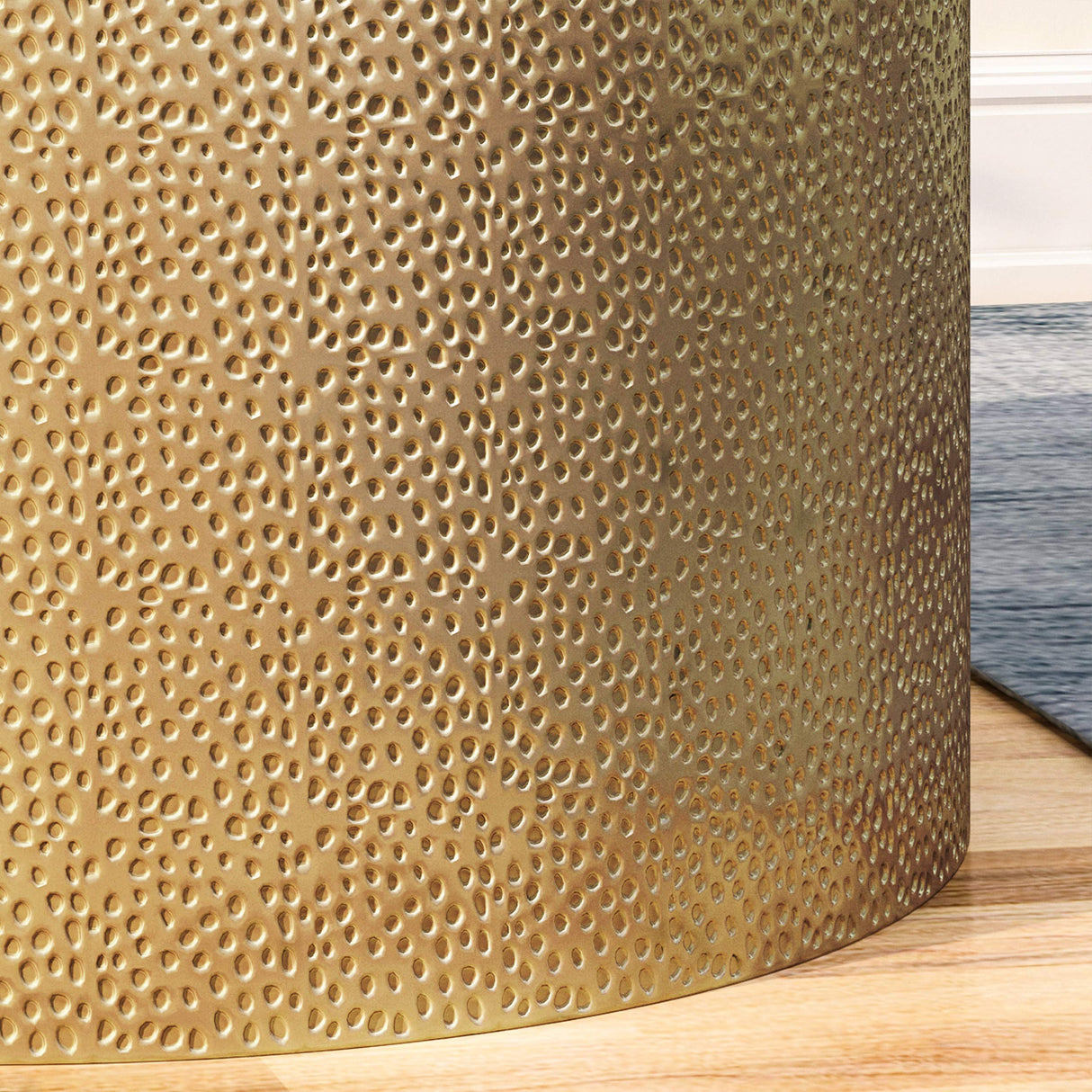 Christopher Knight Home Rache Modern Round Coffee Table with Hammered Iron, Gold, 26. 00” L x 26. 00” W x 17. 00” H Christopher Knight Home