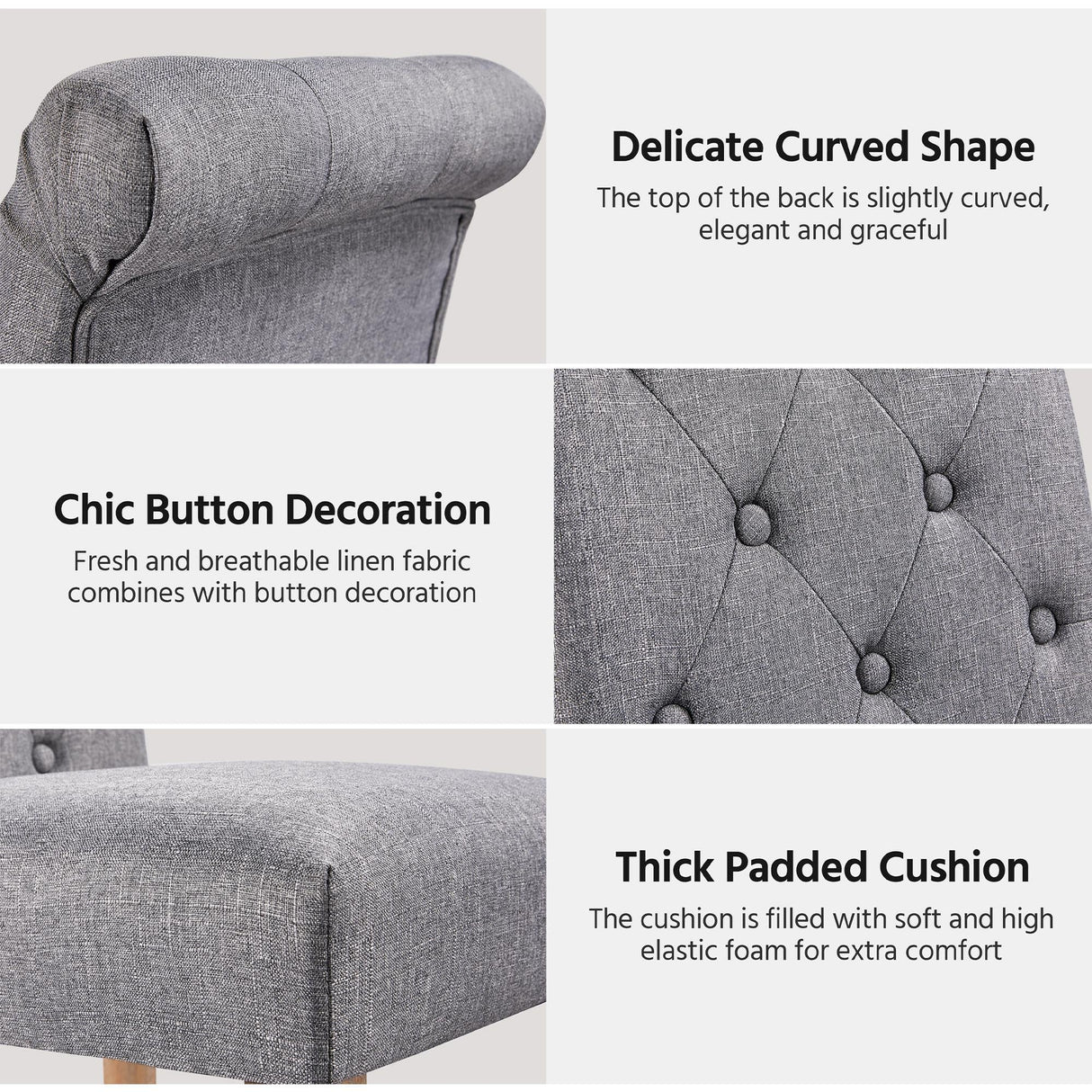 Yaheetech Dining Chairs Set of 2 Fabric Upholstered Dining Chairs High Back Padded Chairs Button Tufted Parsons Kitchen Chairs With Solid Wood Legs for Home, Dining Room, Kitchen, Dark Gray(1 package) Yaheetech