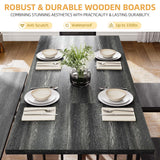 DWVO 6-Piece Dining Table Set for 6-8 People 63 Inch Kitchen Table Set with 2 Benches and 4 Chairs Farmhouse Rectangular Dining Room Table Set for Kitchen Dining Room Apartment Dark Grey DWVO