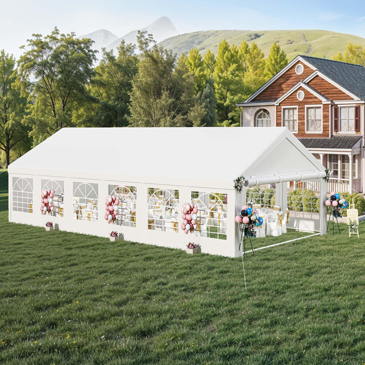 DWVO 20x40ft Party Tent Heavy Duty Outdoor Wedding Event Shelters Upgraded Galvanized Canopy with Large White Roof, Removable Sidewalls & 4 Storage Bags DWVO