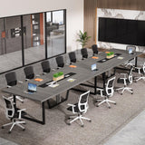 Tribesigns 8FT Large Conference Table for 10 People, Industrial 94.5-Inch Meeting Table with Two Grommets, Rectangular Podcast Training Table for Home Office, Studio, Business, 2 PCS Tribesigns