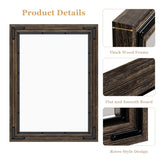 YOSHOOT Farmhouse Bathroom Mirror, Rustic Wood Mirror, Wooden Framed Vanity Mirror, Solid Wood & Handmade, Vertical or Horizontal Hanging for Bathroom Entryway Living Room Bedroom, 32" x 24", Brown YOSHOOT