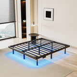 qimamo 14 Inch Floating Full Bed Frame with Smart LED Lights and Charging Station, Modern Metal Full Bed Frame, Easy to Assemble, No Box Spring Needed qimamo