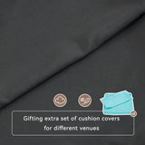 AVAWING 3PCS Patio Wicker Bar Set, Outdoor Bistro Rattan Barstool Furniture, Height Counter Table and Chairs for Backyard, Poolside, Balcony, Steel Frame w/Extra Cushion Covers Gray/Blue AVAWING