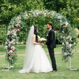 HEOMU Metal Garden Arch Trellis, 5.3 Feet Wide x 7.6 Feet High or 7.9 Feet Wide x 6.3 Feet High, Assemble Freely 2 Sizes, Garden Arbor for Climbing Plant Outdoor & Indoor, Wedding Party Bridal, White HEOMU