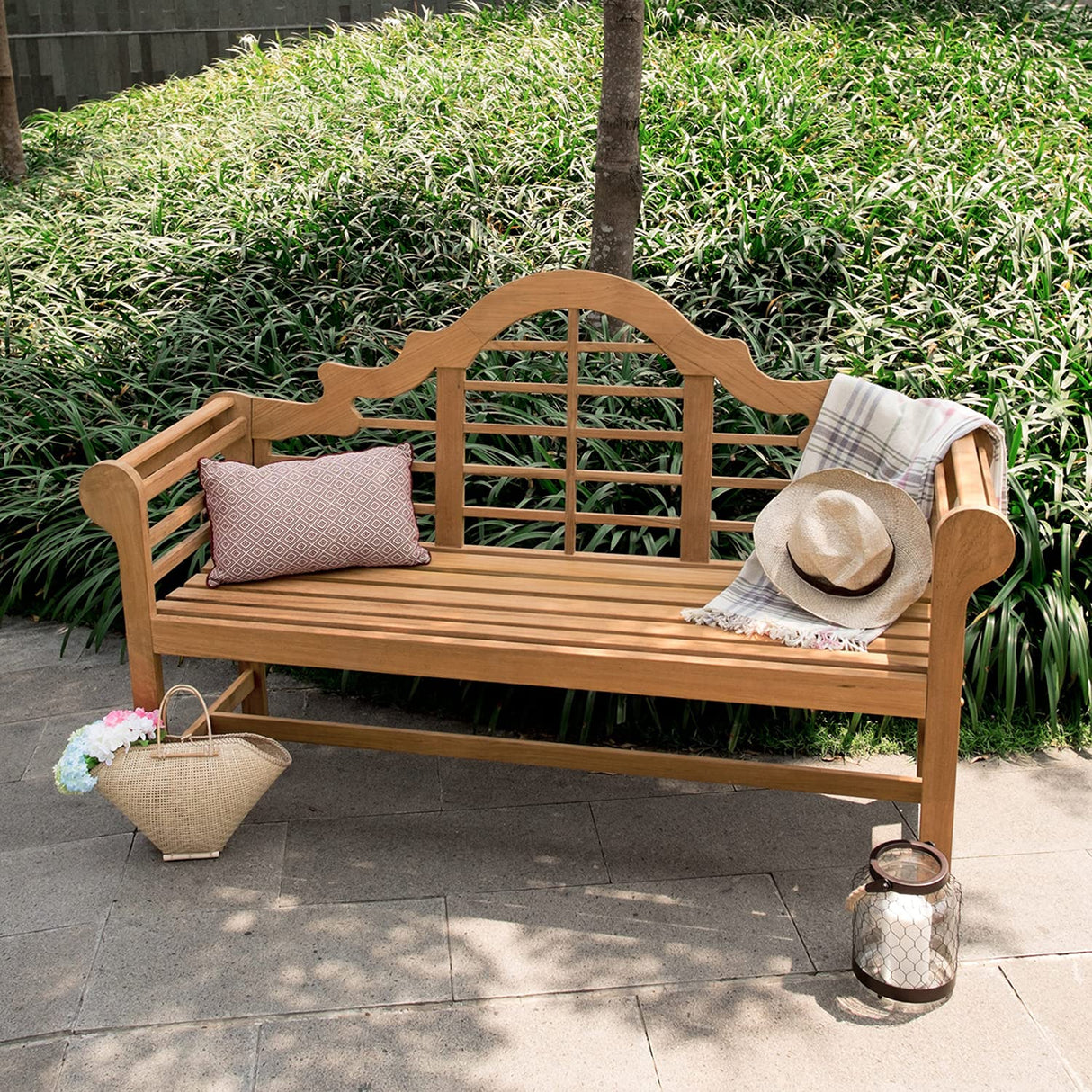 Cambridge Casual Lutyens Outdoor Garden Bench for Patio Furniture, 5-Foot, Natural Teak Cambridge Casual