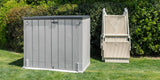Toomax Stora Way All Weather Outdoor XL Horizontal Storage Shed Cabinet for Trash Can, Garden Tools, and Yard Equipment, Taupe Gray and Anthracite Toomax