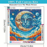 Diamond Art Kits for Adults,Sun and Moon DIY Diamond Painting Kits for Adults Beginners,5D Diamond Painting with Round Gem Art Kits for Gift Home Wall Decor 14x14inch EIBEILI