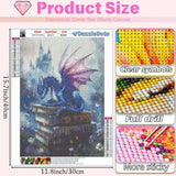 DAZZLEDOTS Dragon Diamond Painting Kits for Adults, Book Diamond Art Kits for Adults Beginner, 5D DIY Full Drill Diamond Dots Paintings for Home Wall Decor Gift 12X16 Inch DAZZLEDOTS