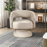 Lexicon 360 Degree Swivel Accent Chair, Modern Comfy Velvet Round Barrel Chair, Open Back, Plush Foam Cushions, Metal Swivel Base for Living Room/Bedroom/Office, Taupe Lexicon