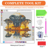 igoodom Diamond Art Kits for Adults, Elephant Diamond Painting Kit, Full Drill Round Elephant Diamond Art Kits, DIY Gem Art and Crafts for Home Wall Decor Gift 14x14inch igoodom