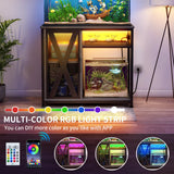 DWVO 40-50 Gallon Aquarium Stand with Power Outlets & LED Light, Cabinet for Fish Tank Accessories Storage - Metal Fish Tank Stand Suitable for Turtle Tank, Reptile Terrarium, 660LBS Capacity, Grey DWVO