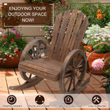 Outsunny Carbonized Wooden Adirondack Rocking Chair with Wagon Wheel Armrests for Outdoor Relaxation Outsunny
