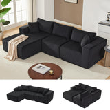 97" Boneless Couches for Living Room, Cloud Couch Sectional with Deep Seat, Comfy Couch with L-Shaped Chaise, Minimalist Upholstered Modular Sectional Sofa, No Assembly Required (Corduroy,Black) Huatean Home