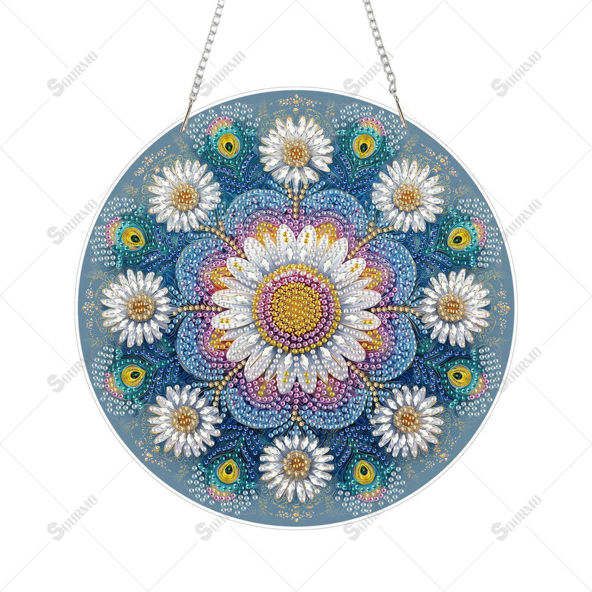 SOURMO Diamond Art Painting Hanging Kit, DIY Diamond Gem Painting Pendant, Acrylic Board Mandala Floral Wall Art SOURMO