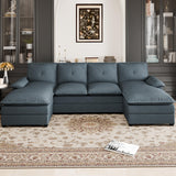 Shintenchi U Shaped Sectional Couch for Living Room,110" 4-Seater Comfy Couch with Double Chaise,Deep Seat Modular Sofa Couches with Thick Cushion & Soft Backrest,Dark Gray Shintenchi