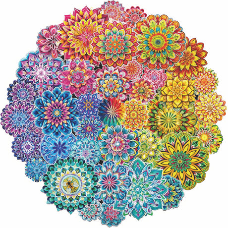 Colorful Flowers Puzzles Impossible Puzzle 1000 Piece for Adults, Mandala Art Jigsaw Puzzles Difficult Puzzles, Hard Blooming Puzzle Challenging Jigsaw Puzzles As Home Decor BBOLDIN