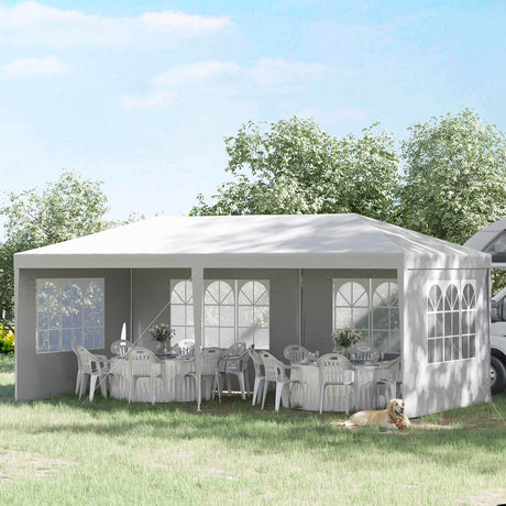 Outsunny 20' x 10' Large Party Tent, Events Shelter Canopy Gazebo with 4 Removable Side Walls, Shade Shelter for Weddings, Picnic, White Outsunny