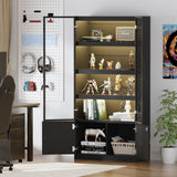 PAKASEPT Display Cabinet with 3 Color Light, 5 Tier Display Case with Glass Doors, 65" Curio Cabinets Display Shelf for Collectibles, Bookcase Bookshelf Display Case Cabinet for Bedroom, Living Room PAKASEPT