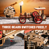 RoWood 3D Puzzles for Adults,Steam Engine Model Kit,1:28 Scale Mechanical Steam Locomotive Wooden Puzzle,469PCS,Assembly Time 6H, Awesome Gifts for Adults&Teens rowood