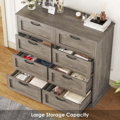 BOTLOG Dresser for Bedroom Wooden, Farmhouse Grey Wood Dresser with 8 Drawers, Chest of Drawers for Bedroom Large Capacity Closet Dresser, Hallway, Entryway, Ash Grey - WoodArtSupply