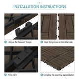 Yaheetech 27PCS Wooden Flooring Patio Deck Tiles Interlocking Tiles Patio Solid Wood and Plastic Indoor&Outdoor 12 x 12in, Black Yaheetech