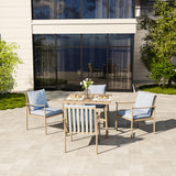 HAPPATIO 5-Piece Outdoor Dining Set for 4, Aluminum Patio Dining Set Includes 1 Large Square Table with Umbrella Hole and 4 Dining Chairs, Patio Furniture Set for Lawn, Porch, or Backyard (Brown) HAPPATIO