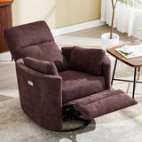Power Swivel Glider Rocking Recliner,Electric Recliner Upholstered Nursery Chair Adult Rocking Chair with 2 Pillows for Living Room Bedroom(Coffee, Power-Driven) choairy