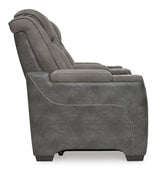 Signature Design by Ashley Next-Gen DuraPella Modern Faux Leather Power Reclining Loveseat with Console & Adjustable Headrest, Gray Signature Design by Ashley