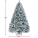 Yaheetech 6ft Pre-lit Artificial Christmas Tree with Incandescent Warm White Lights, Snow Flocked Full Prelighted Xmas Tree W/820 Branch Tips, 250 Incandescent Lights & Foldable Stand, Green & White Yaheetech