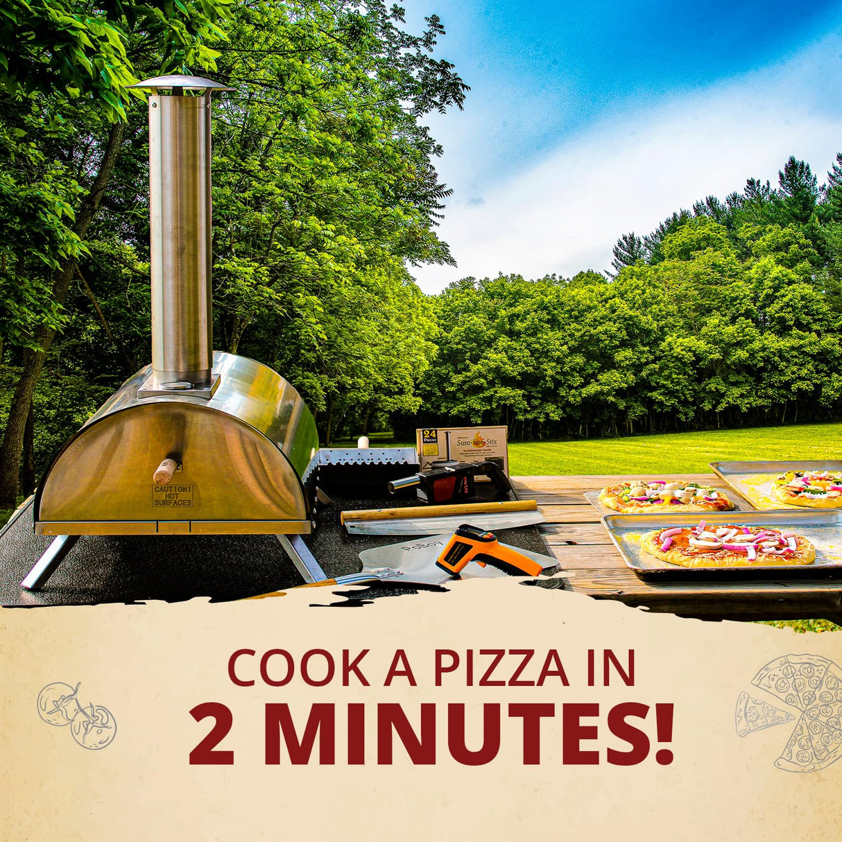 Outdoor Pellet Pizza Oven - Original Pellethead PoBoy Wood Fired Portable Oven with Pizza Peel, Blower, 13" Stone Accessories Kit Pellethead